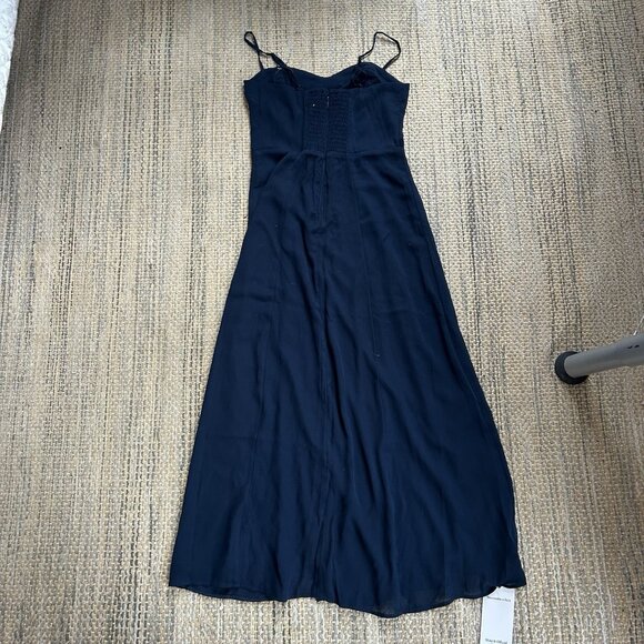 ABERCROMBIE & FITCH Women’s Camille Satin Slit Midi Slip Dress Blue Size XXS P - Picture 10 of 16